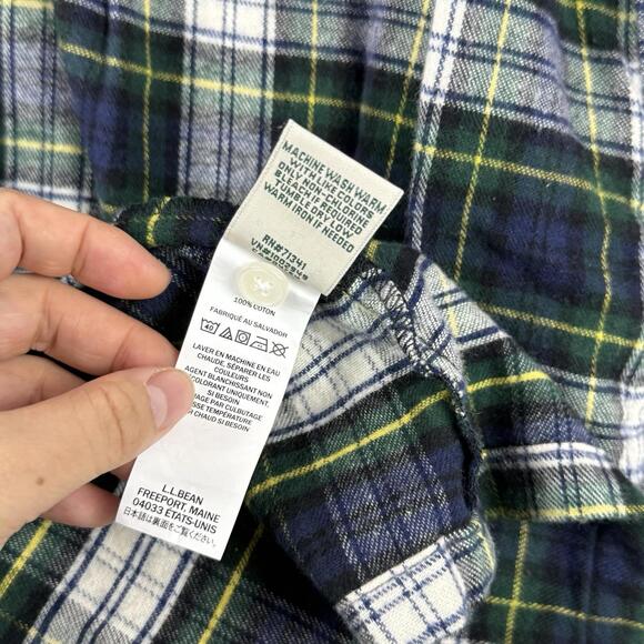 L.L.Bean Plaid Flannel Maxi Dress Green Tartan Button Front Women 2X Plus cabin - Picture 7 of 9